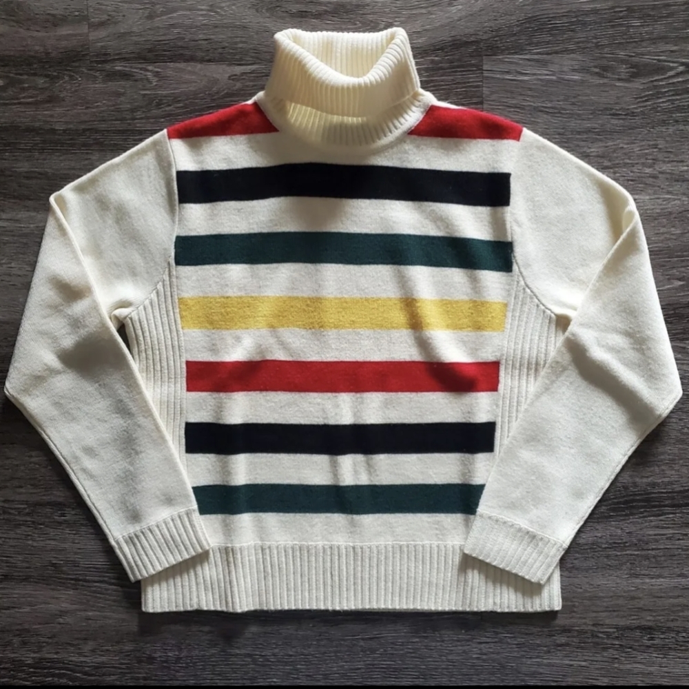 Signature Pendleton Glacier Park Turtleneck Merino Wool 🦙 Sunset Stripe